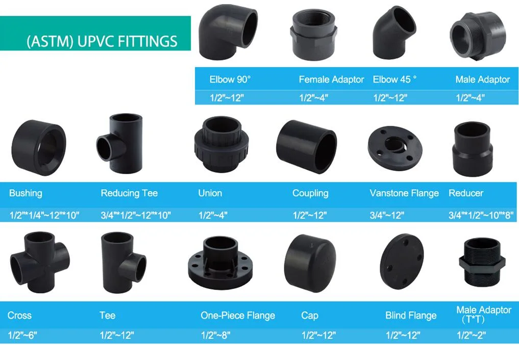 ASTM D2467 PVC Fitting 90 Degree Elbow Sch80 ASTM Plastic Plumping Fitting PVC UPVC with Socket